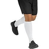 JOBST ACTIVA Athletic 8-15 mmHg Compression Socks for Travel and Sports, Designed for Women and Men, Knee High, Closed Toe, White, Large