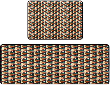 Alfombrilla de cocina, composición poligonal retro con diseño futurista