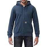 TUAOVA Men's Loose Fit Heavyweight Full Zip Fleece-Lined Hoodie Sweatshir