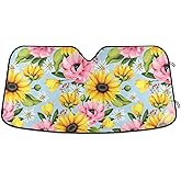 Windshield Sun Shade Sunflower Daisy Foldable Car Window Shade Blocks UV Rays Sun Visor Protector Sunshade
