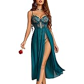 Avidlove Sexy Lingerie for Women Lace Mesh Babydoll Sleepwear Side Split V Neck Nightgown for Honeymoon Anniversaries