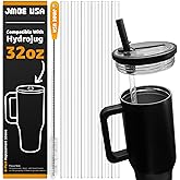 Jmoe USA 32oz Straws For Hydrojug Traveler Tumbler | Replacement Plastic Straws for Hydro Jug 32 oz | 6-Pack Includes Cleaning Brush | Food Grade & BPA Free | Clear (32oz)