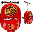 Fast Forward Kid’s Licensed 18" Ride-On Suitcase Scooter - Lightweight Carry-On Luggage Scooter with LED Light Up Wheels (Cars)