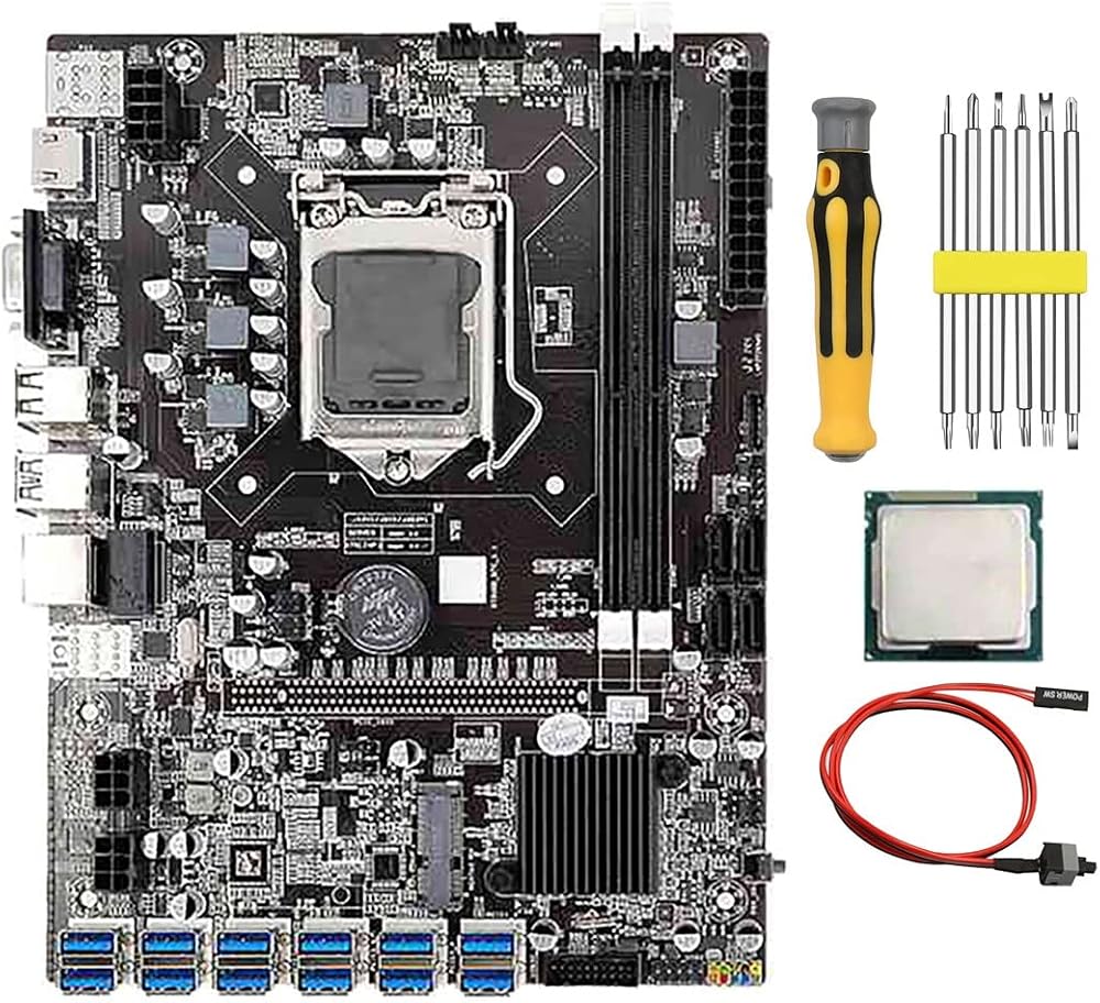 Vklopdsh B75 BTC Mining Motherboard LGA1155 DDR3 12 PCIE G530/G630 CPU Kit