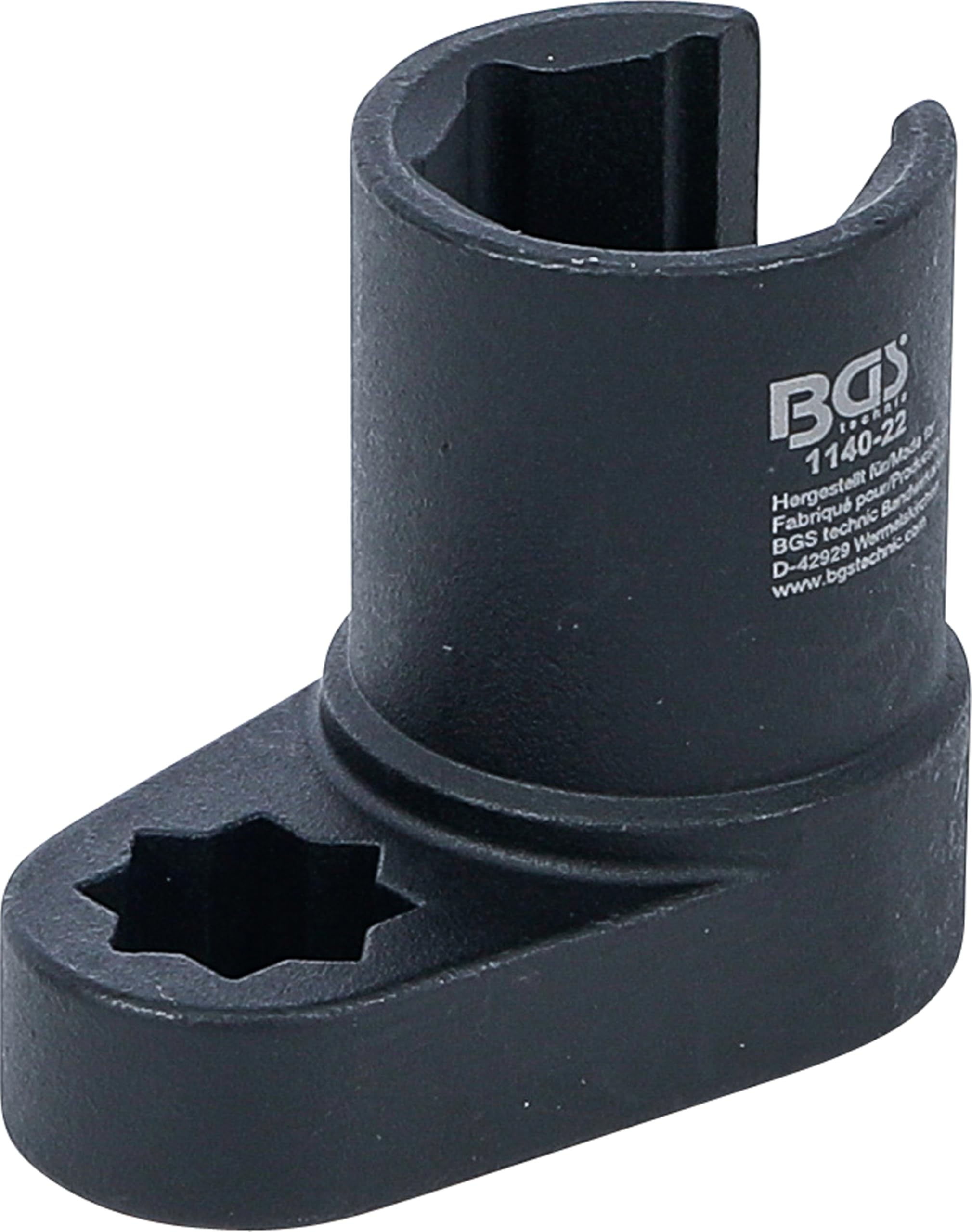 BGS 1140-22 | Oxygen Sensor Socket | angled | 12.5 mm (1/2") double 4-point Drive | 22 mm | 11 mm slot