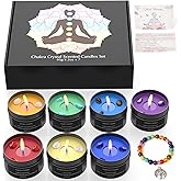 7 Chakra Crystal Candles with Healing Stones & Bracelets - Scented Meditation Candles for Stress Relief, Spiritual Decor, Yoga & Cleansing