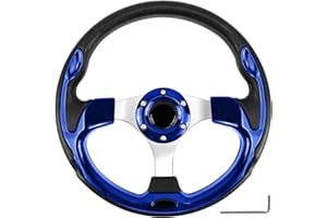 QYMOPAY Golf Cart Steering Wheel, Skid Steering Wheel, Universal Golf Cart for Club Car EZGO RXV and TXT, Yamaha, Precedent Tempo, DS (Golf Cart Steering Wheel B)