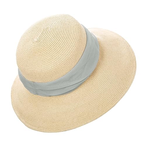 Womens Foldable Straw Cloche Panama Floppy Summer Beach Sun Hat