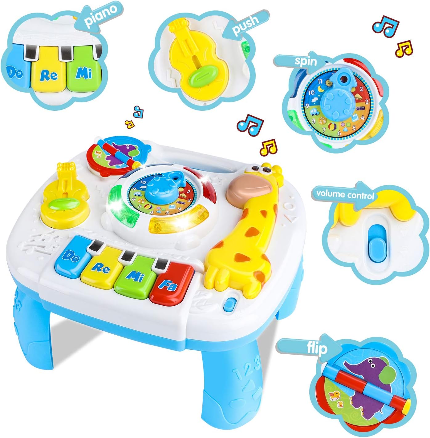 baccow Baby Toys 6 to 12-18 Months Musical Educational Learning Activity Table Center Toys for Toddlers Infants Kids 1 2 3 Year Olds Boys Girls Gifts Size 9.7 x 8.7 x 7.1 Inches: Toys & Games