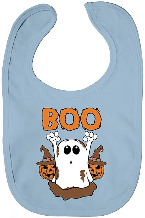 Partner Gruppen Ghost Lätzchen Baumwolle Baby Bib Jungen Mädchen Halloween Boo, Größe: onesize,Dusty Blue