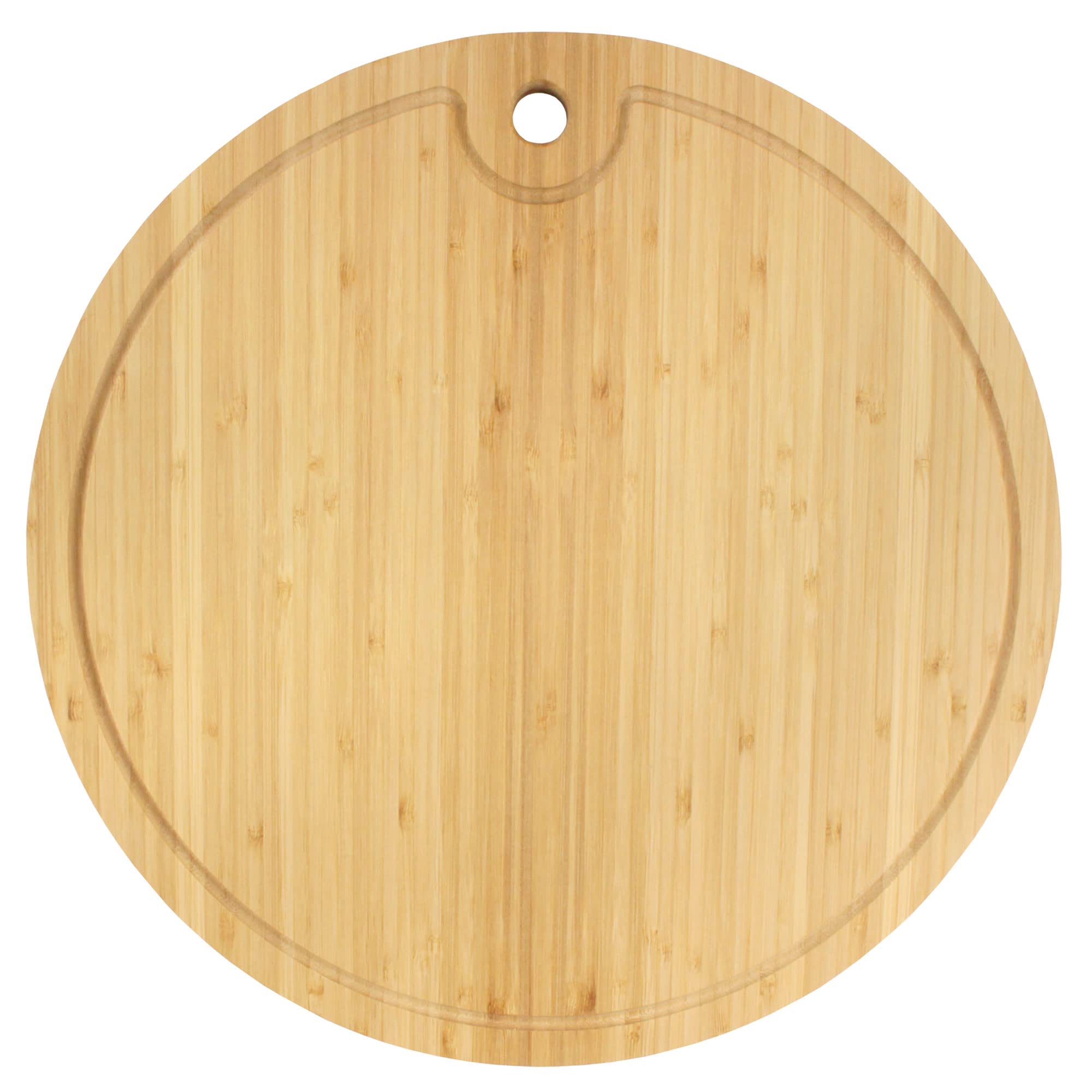 BambooMN Bamboo Round Cutting and Serving Board, Charcuterie Board - 15" Diameter x 0.75" Thickness - 1 Piece