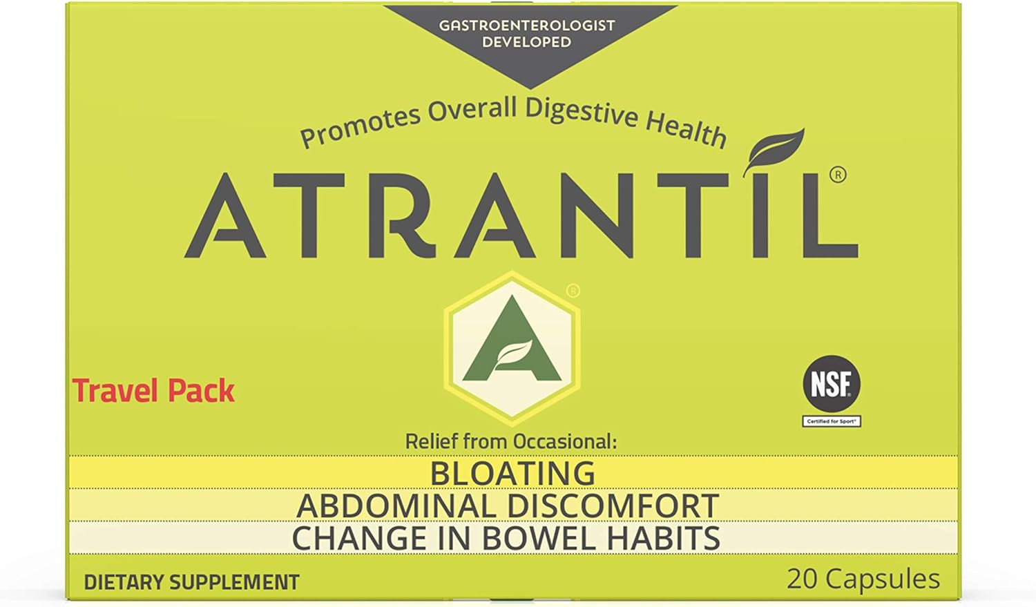 Atrantil Travel Pack (20 Count): Bloating, Abdominal Discomfort, and Change in Bowel Habits