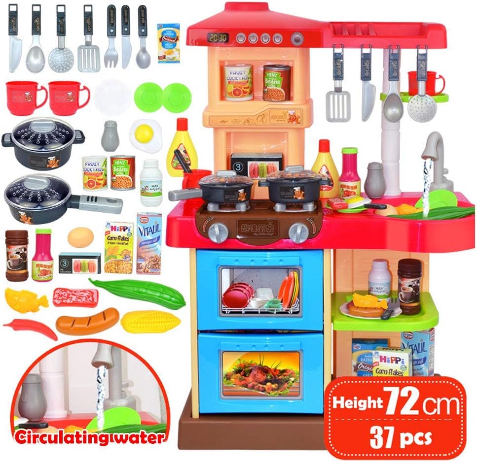 Aishankra Pretend Play Kitchen Set for Kids Simulation kitchenware Toddler Simulation Kitchen Playset Parent-child Role Play interactive toy Children's Casual educational toys Best Choice gift,Red