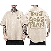BINTEHGS God Christian T Shirts for Men Jesus Faith Shirt Acid Wash Oversized Tees Bible Verse Graphic Vintage Tshirt