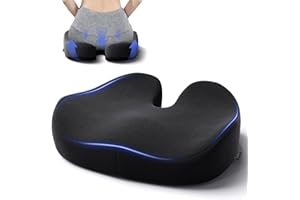 Ruizman Seat Cushions for Office Chairs - Large Office Chair Cushion for Butt - Memory Foam Seat Cushion for Tailbone Pain Relief | 18.1x16.5 Inches (Luxury Black)