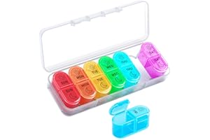 Betife Weekly Pill Organizer 2 Times a Day, 7 Day Pill Box AM PM, Portable Travel Pill Case, Daily Pill Container Day and Night, Medicine Organizer for Medication, or Supplement (White