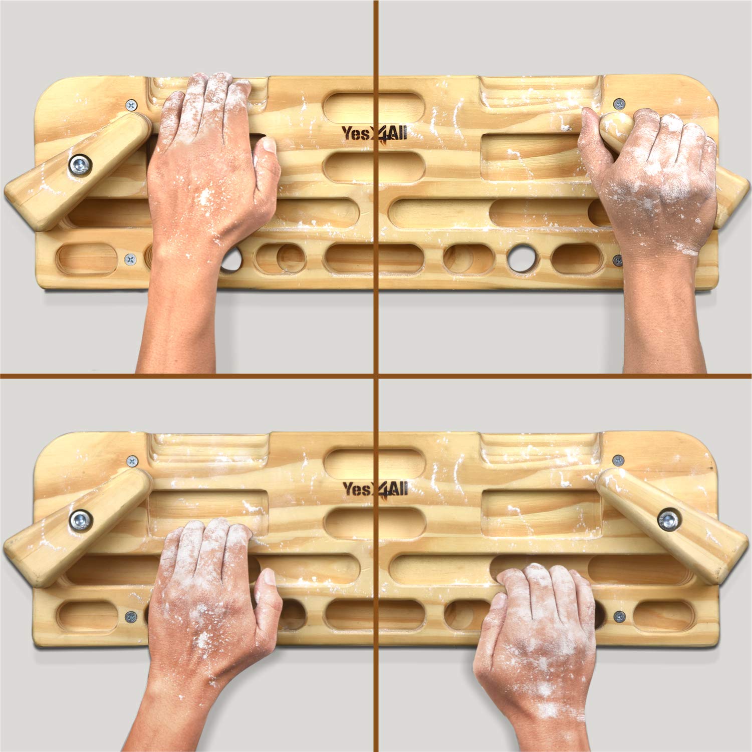 Yes4All Wooden Hang Board/Climbing Board for Doorway - Hand Strengthener Equipment for Training Finger, Grip and Pull Up