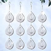 Droplet Bird Scare Discs Set, Metal Bird Reflectors Shiny Wind Spinners for Outdoor Garden Decor, Reflective Bird Devices Deterrents to Keep Scare Birds Away from Outside Patio Porch Yard Fruit Trees