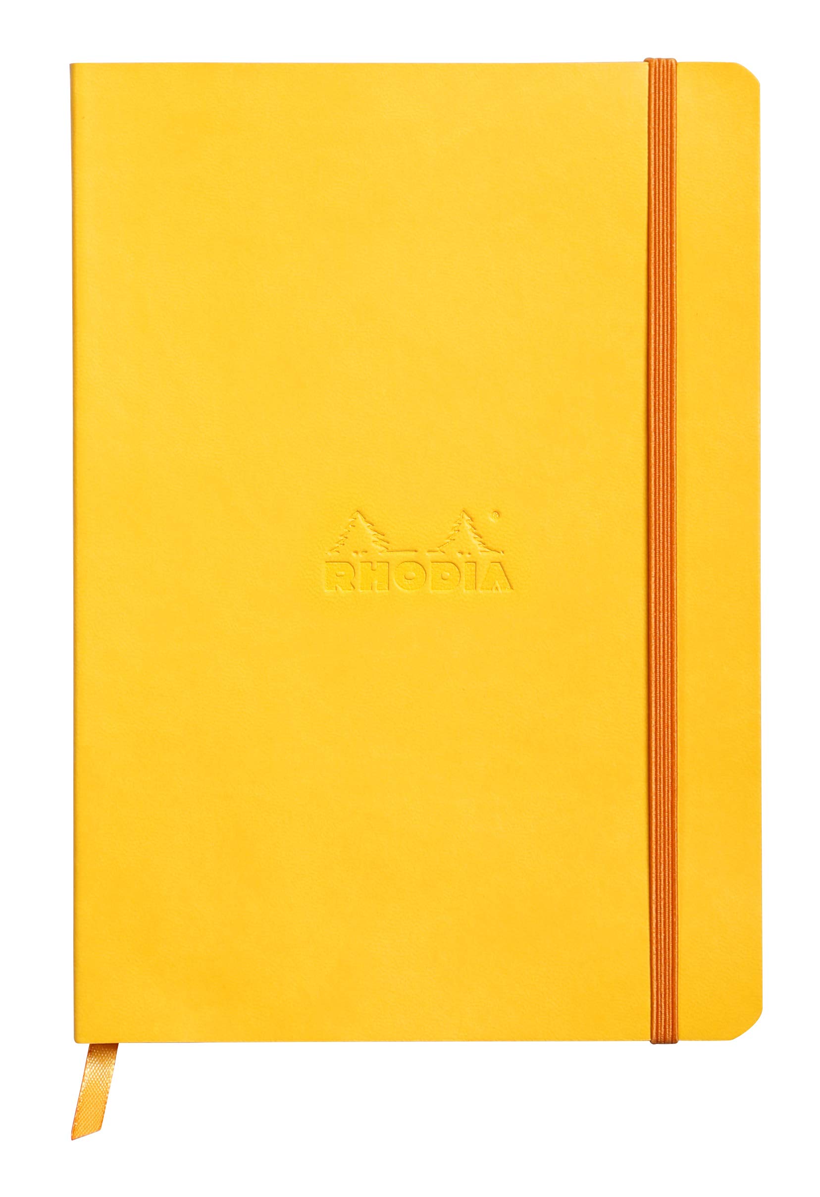 RHODIA 117466C - Jonquille Soft Notebook - A5 - Dotted Dot - 160 pages - Clairefontaine Ivory Paper 90 g/m - Bookmark, Elastic Closure - Faux Leather Cover - Rhodiarama Collection