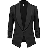 Lock and Love Women 3/4 Sleeve Blazer Open Front Cardigan Jacket Work Office Blazer