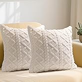 Samboo 2 Packs Decorative Cushion Cover Throw Pillow Covers 18x18 Inch (No Insert) for Sofa Living Room Couch Bedroom, Super Soft Boho Cushion Case 45x45 cm, Cream White