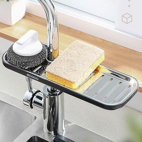 Amazon Decdeal スポンジホルダー ブラシソープオーガナイザー 蛇口収納ラック シンクキャディー スポンジホルダー シャワートレイ ステンレス鋼 水切り棚 スポンジ たわし入れ オンライン通販
