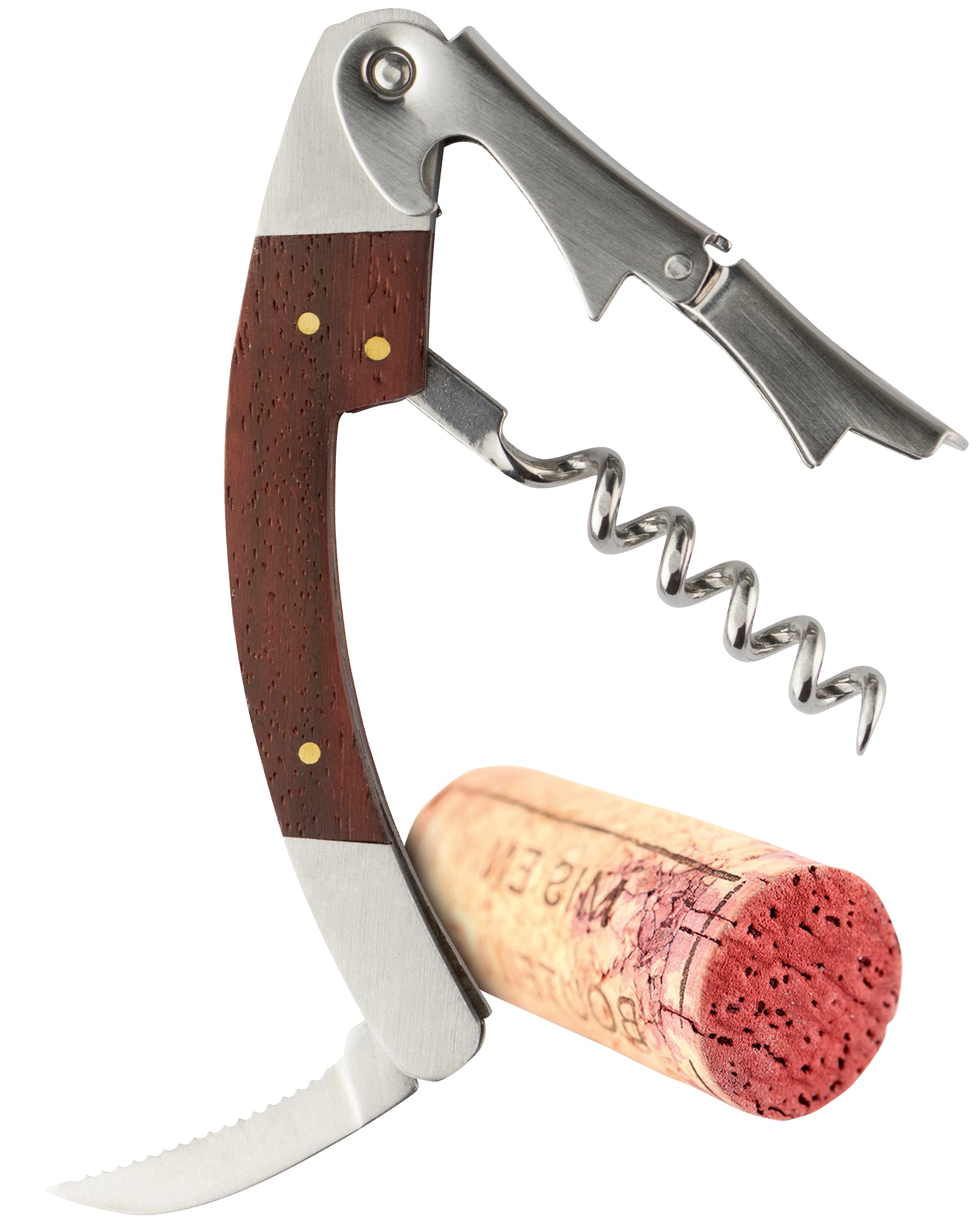 Taylors Eye Witness 3-in-1 Bottle Opener And Corkscrew Tool - Taproom Collection Rosewood And Stainless Steel Waiters Friend. Ideal Cocktail-Making Accessories. Features Foil And Tin Can Cutter.