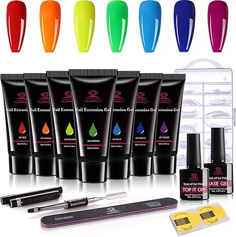 Makartt Poly Nail Extension Gel Kit Rainbow Color Neon Nail