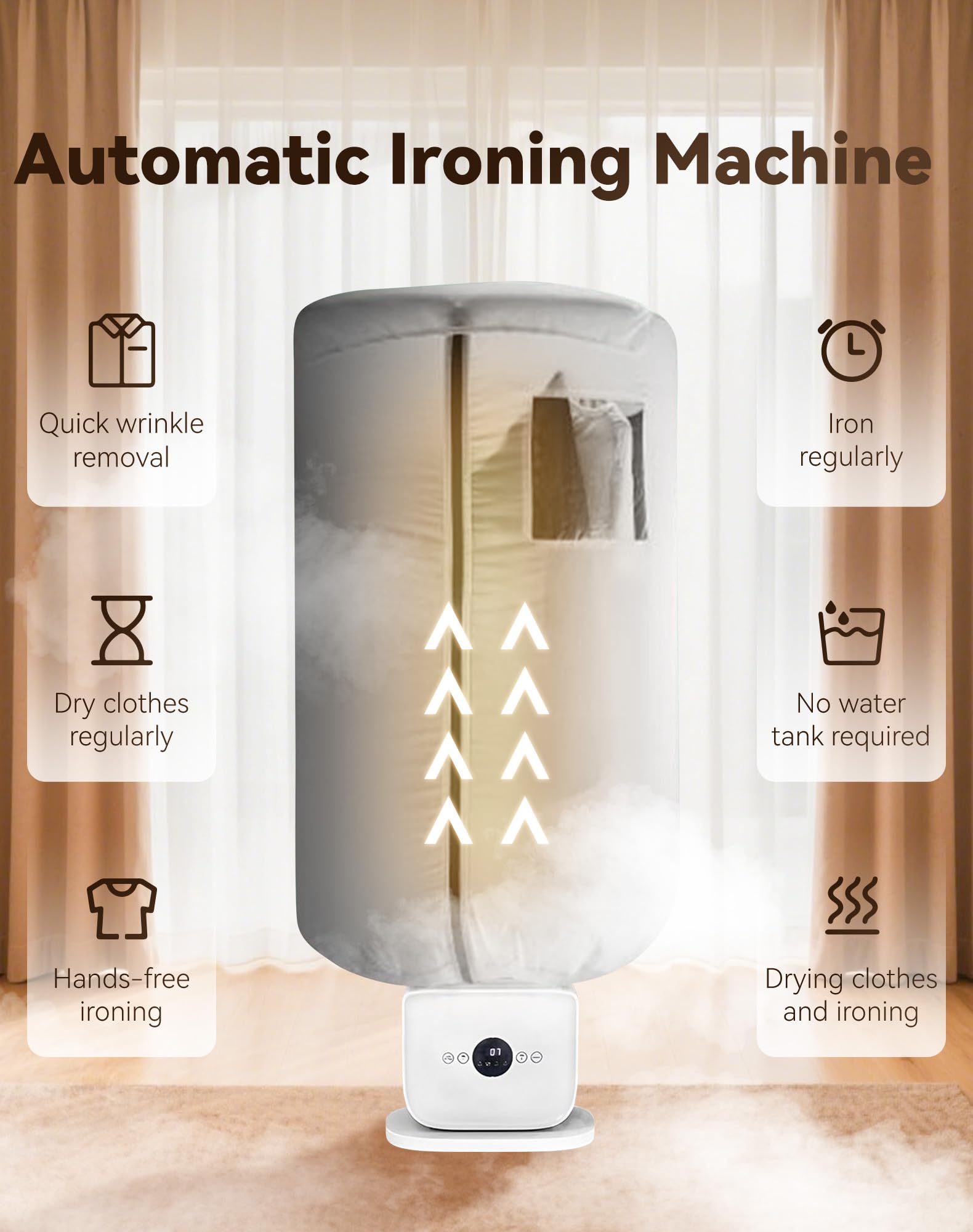 Automatic Steam Iron, Upgraded Touched Automatic Ironing Machine, 2026 New Hands-Free Automatic Ironing Machine 3.0, 8 Minutes Quick Ironed Dry, Time & Temperature Adjustable