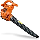 SuperHandy 3 in 1 Leaf Blower, Vaccuum and Mulcher Electric 120V 12-Amp Corded Debris Duster 220MPH (MAX) 2 Stage Variable Sp