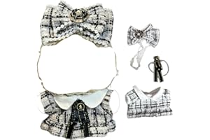BALABOLA Clothes for 17cm Doll(Clothes Only)– 3-Piece Set Cute Elegant Outfit + Bow Headband + Collar Decoration for a Unique Dressed-Up Look– Fashion Handmade Accessories for Doll(White)