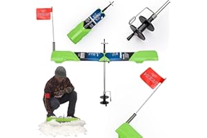 Vexan Ice Fishing Tip Up - High Visibility Green Tip Ups Ice Fishing w/Reflective Strike Indicator Flag - 18" Max Span, Easy-Deploy Ice Fishing Tip Up Hardware - Essential Ice Fishing Gear