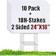 WENWELL 10 Large Blank Yard Signs with Stakes 18 x 24",Corrugated Plastic Lawn Sign kit for Estate Garage Sale,Party,Birthday,Wedding,Campaign,Parking,Make you own Outdoor Sign