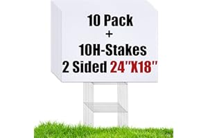 WENWELL 10 Large Blank Yard Signs with Stakes 18 x 24",Corrugated Plastic Lawn Sign kit for Estate Garage Sale,Party,Birthday,Wedding,Campaign,Parking,Make you own Outdoor Sign