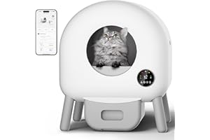 ZEACOTIO Self Cleaning Litter Box - Large Automatic Cat Litter Box Self Cleaning, All Litter Suitable, 1 Roll Garbage Bags and Mat, App Control, White grey1