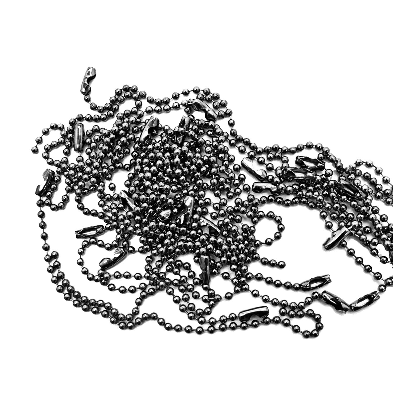Trimming Shop 10cm Metal Ball Gunmetal Chain Extender for Label Tags, Ball Bead Chain Connector, Jewellery Making, Keychain or Badge Holders, with Connector Clasp, 100pcs