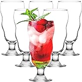 binsakao Hurricane Glasses Set of 6-16 oz Tall Cocktail Glass - Large Pina Colada, Mojito, Margarita, Sangria, Pina Colada Glass, Stemmed Coupe Glassware