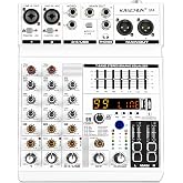 4-Channel Bluetooth Audio Mixer,Recording PC Mixer with XLR USB Interface | Mini Mixer Board with 24-Bit,99 DSP Effects,7-Band EQ,48V Phantom Power,Monitoring,for Podcast,Streaming,Karaoke,Recording