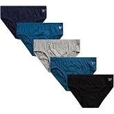 Reebok Mens Low Rise Briefs 5 Pack Soft Stretch Cotton Underwear Briefs | Smooth Second-Skin Feel with Breathable Stretch, Quick-Dry Moisture-Wicking Fabric Blend for Everyday Support