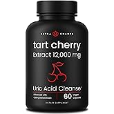 NutraChamps Organic Tart Cherry Extract Capsules 12,000mg - Made from Montmorency Tart Cherry Concentrate, Celery Seed & Bilberry - Uric Acid Cleanse & Joint Support - Vegan Capsules