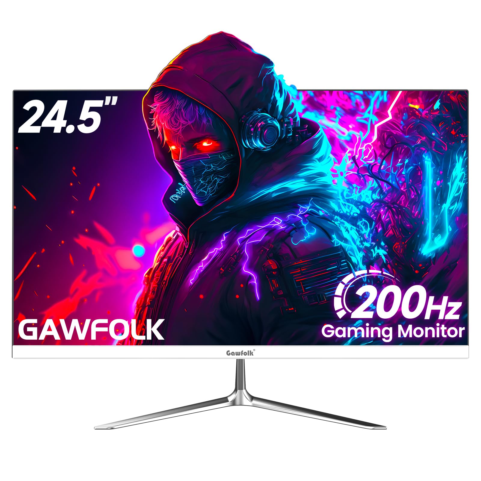 Gawfolk 24 Inch Gaming Monitor, 200Hz Computer Monitor, Fhd 1080P Pc Monitors, 24.5&Quot; Frameless Monitors Va,Srgb 100%, Displayport, Hdmi,Eye Care, Wall-Mounted 75 * 75Mm Compatible