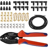 Ratchet Spark Plug Wire Crimping Tool Kit, 180&deg;/90&deg;/Straight Terminals | with 24 Boots Ratcheting Crimper for 8mm-8.5mm Wires with Spark Plug Leads