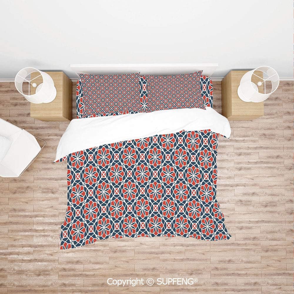 SCOXIXI 3D Duvet Cover Bedding Sets Arabic Culture Inspired Abstract Nature Pattern Leaves Petals (Comforter Not Included) Soft, Breathable, Hypoallergenic, Fade Resistant