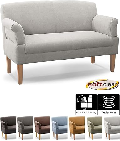Cavadore 2 Sitzer Kuchensofa Malm Sitzbank Fur Kuche Oder Esszimmer Inkl Armteilverstellung Leichte Fleckentfernung Dank Soft Clean 152 X 97 X 78 Flachgewebe Hellgrau Amazon De Kuche Haushalt