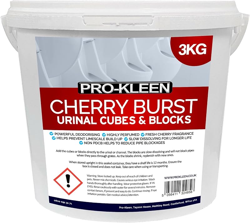 Pro-Kleen Urinal Channel Blocks 3KG Cherry Fragrance Non PDCB Slow Dissolving