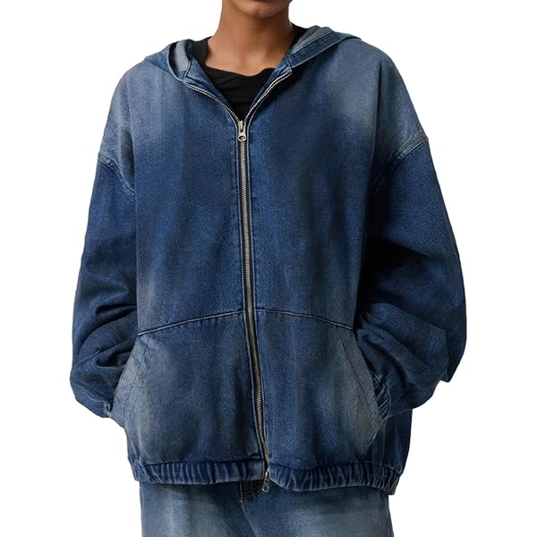 Amazon.com: Sexyshine Women's Hooded Denim Sweatshirt Button