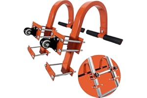 Missippibase Roof Ladder Hook, 2 Pack Ladder Stabilizer, Heavy Duty Steel 500 Lbs Weight Ratin, Roof Ridge Extension with Wheel for Safe and Easy Access,Orange