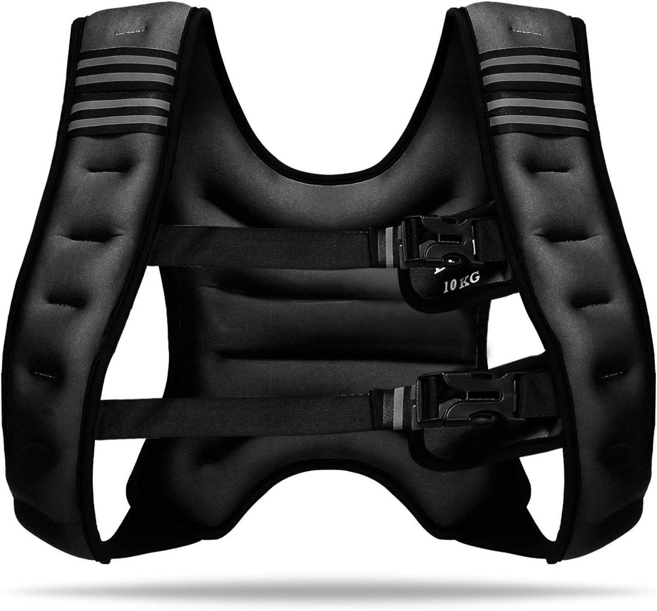 Lions Weighted Vest, Ideal Weight Jacket for Running Cardio Strength Building Training, One Size Fits all Men Women, Double Straps for Anti Slip During Exercise, Iron Sand Filled, Black, 10kg Weight