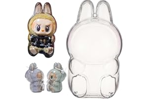 Howgoody Protective Case for Labubu (Have a Set)-Clear PVC Portable Storage Box with Keychain, Dustproof Scratch-Resistant Collector Display Compatible with Sitting Series (Figure Not Included)