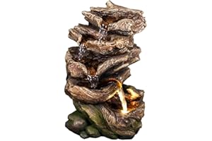HARMONY FOUNTAINS 11" Forest Glade Log Fountain w/LED Light: Amazing Life-Like Log Indoor/Outdoor Water Feature for Tabletops, Gardens & Patios. Hand-Crafted Design. Recirculating Adjustable Pump. HF-L08-11LT